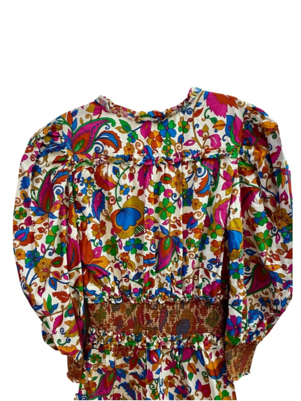 House of Harlow 1960 Nicole Richie Floral Puff Sleeve Smocked Mini Dress Medium - Picture 11 of 11